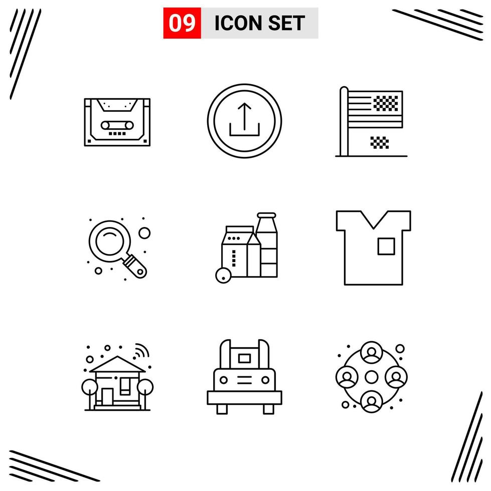 9 Icons Line Style Grid Based Creative Outline Symbols for Website Design Simple Line Icon Signs Isolated on White Background 9 Icon Set vector
