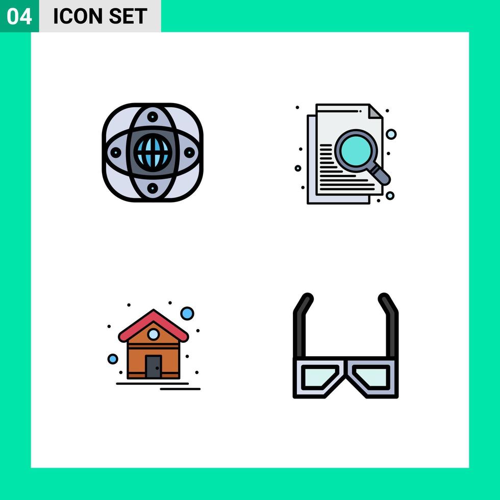 Universal Icon Symbols Group of 4 Modern Filledline Flat Colors of artificial home global file house Editable Vector Design Elements