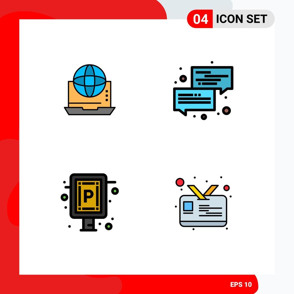 4 Creative Icons Modern Signs and Symbols of internet message connection communication car Editable Vector Design Elements