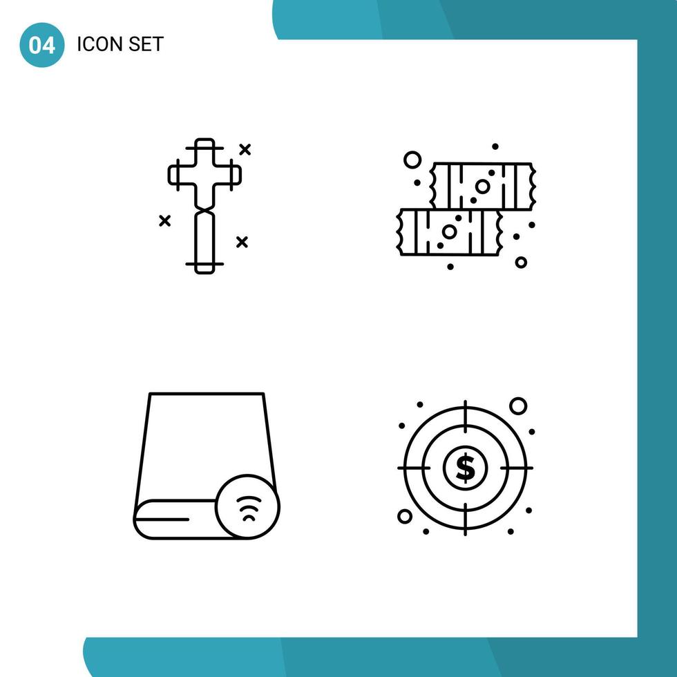 paquete de iconos de vector de stock de 4 signos y símbolos de línea para dispositivos de celebración gadget de comida de pascua elementos de diseño de vector editables