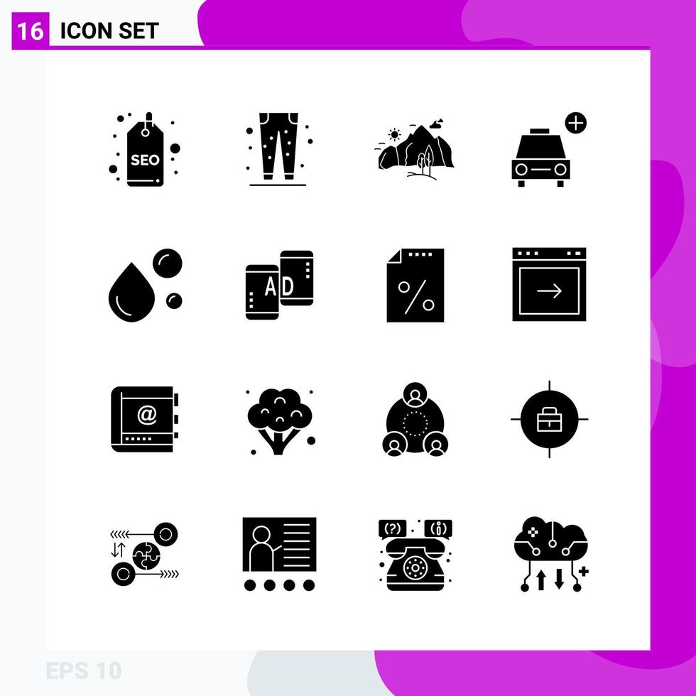 Solid Icon set Pack of 16 Glyph Icons isolated on White Background for Web Print and Mobile vector