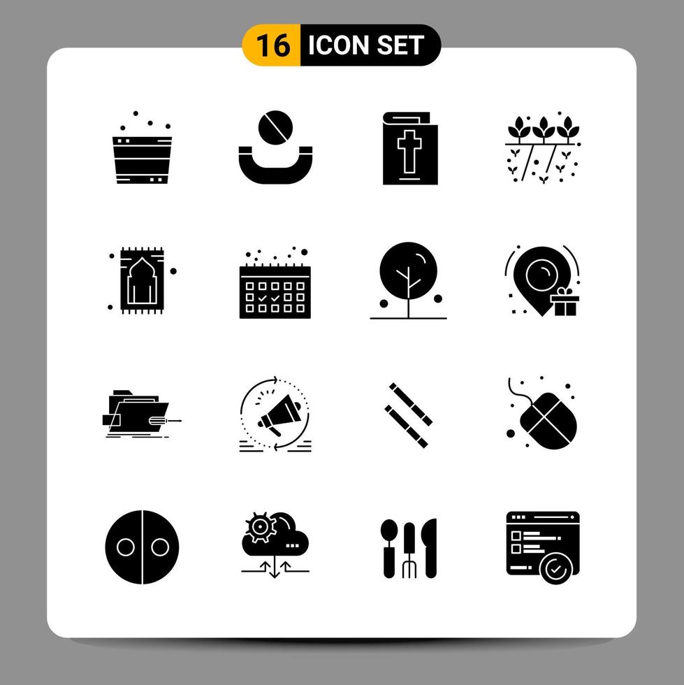 16 Black Icon Pack Glyph Symbols Signs for Responsive designs on white background 16 Icons Set vector