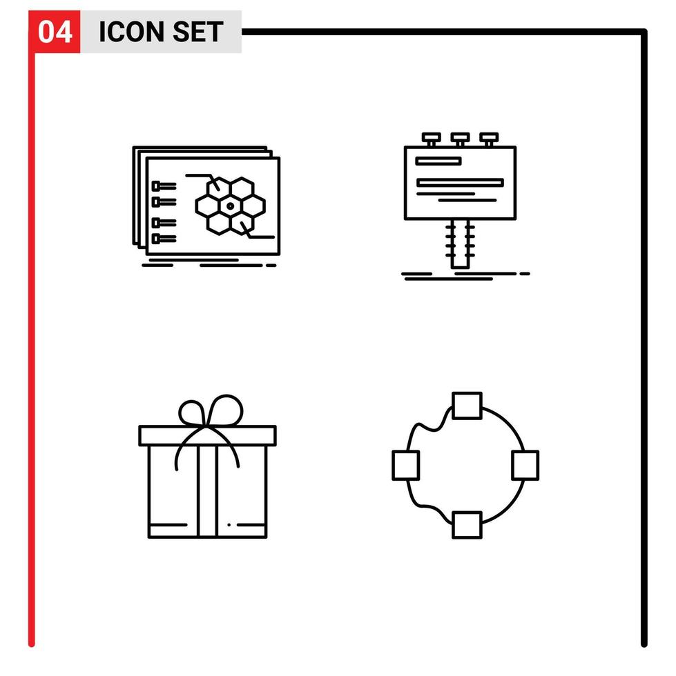 grupo de 4 signos y símbolos de colores planos de línea rellena para elementos de diseño vectorial editables de la caja de anuncios de tácticas promocionales de juegos vector