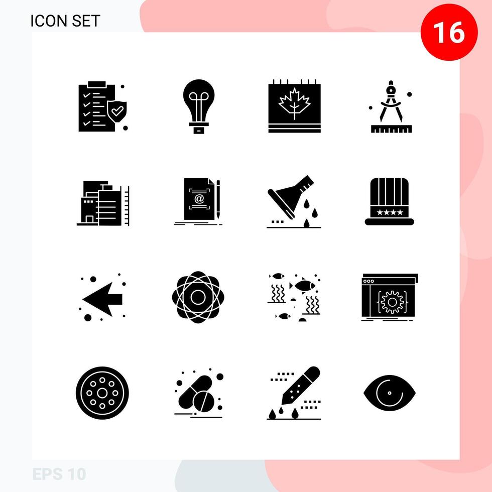 Vector Pack of 16 Icons in Solid Style Creative Glyph Pack isolated on White Background for Web and Mobile