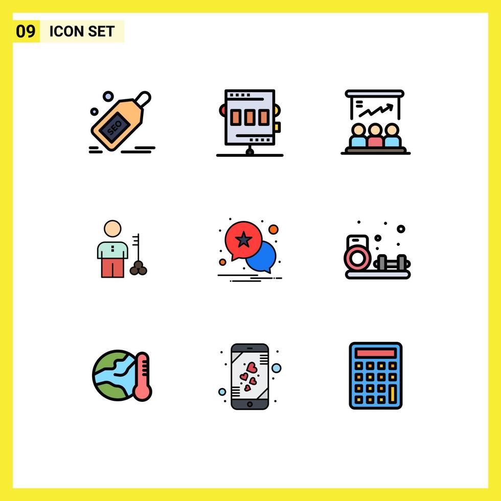 Modern Set of 9 Filledline Flat Colors and symbols such as lock solution game marketing user Editable Vector Design Elements