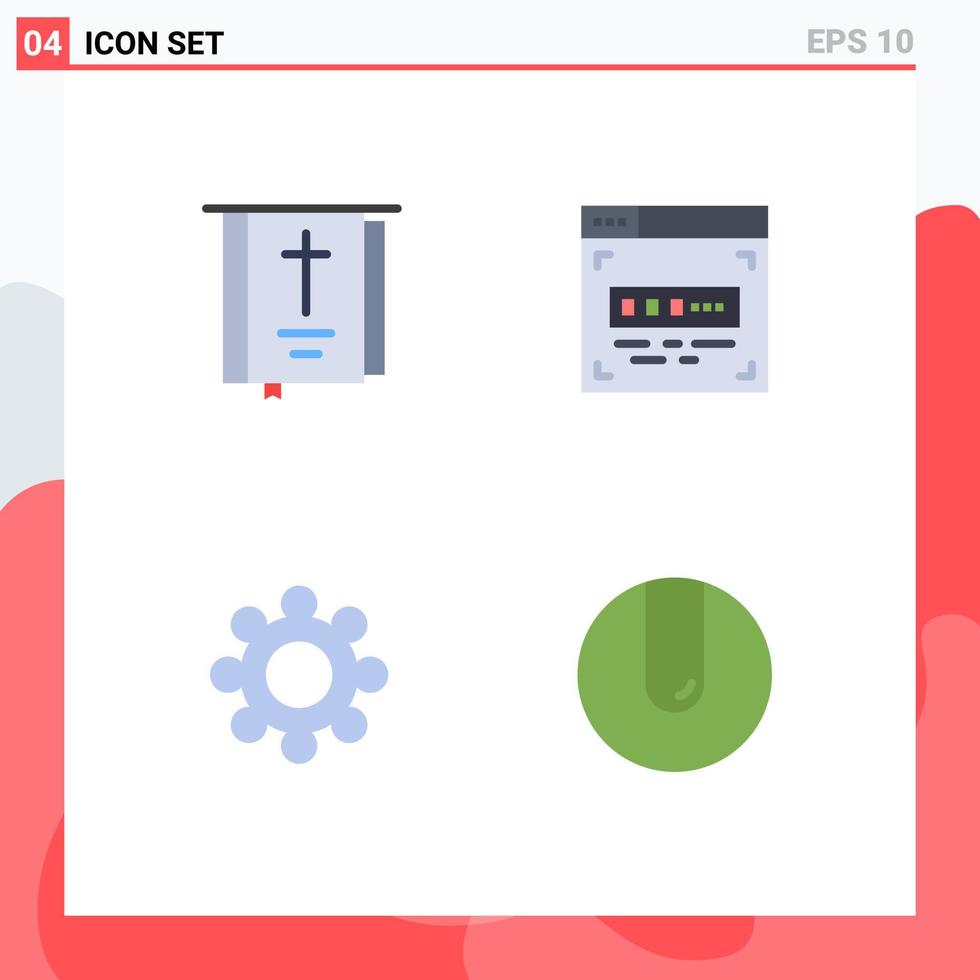 4 Flat Icon concept for Websites Mobile and Apps bible setting religion coder ball Editable Vector Design Elements