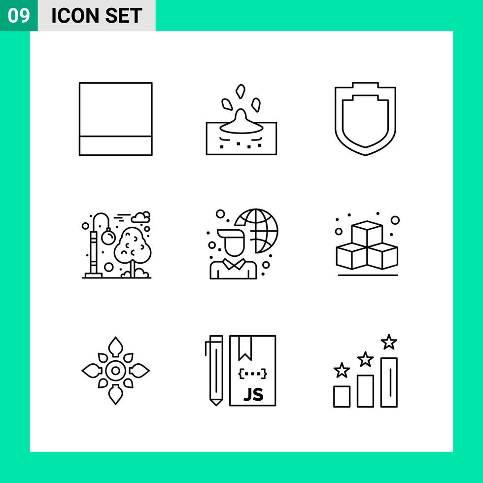 Pack of 9 Line Style Icon Set Outline Symbols for print Creative Signs Isolated on White Background 9 Icon Set vector