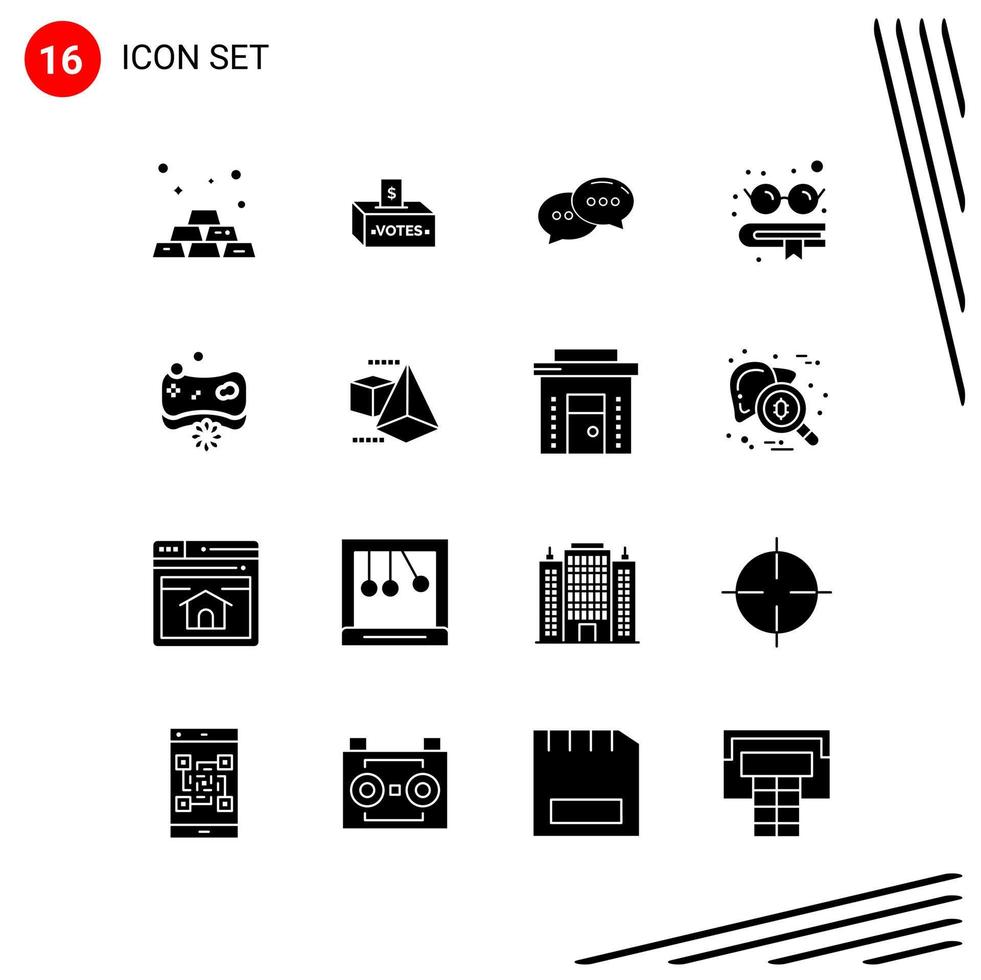 Collection of 16 Vector Icons in solid style Pixle Perfect Glyph Symbols for Web and Mobile Solid Icon Signs on White Background 16 Icons