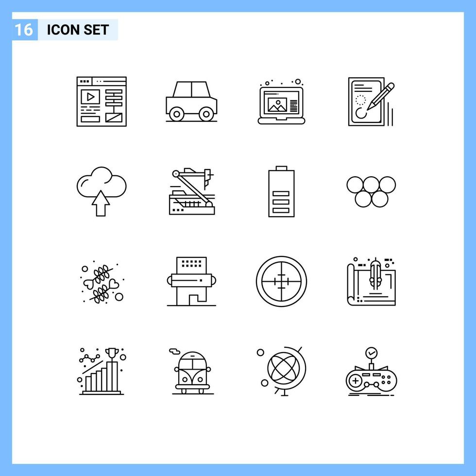 16 Thematic Vector Outlines and Editable Symbols of up cloud draw drawing document Editable Vector Design Elements