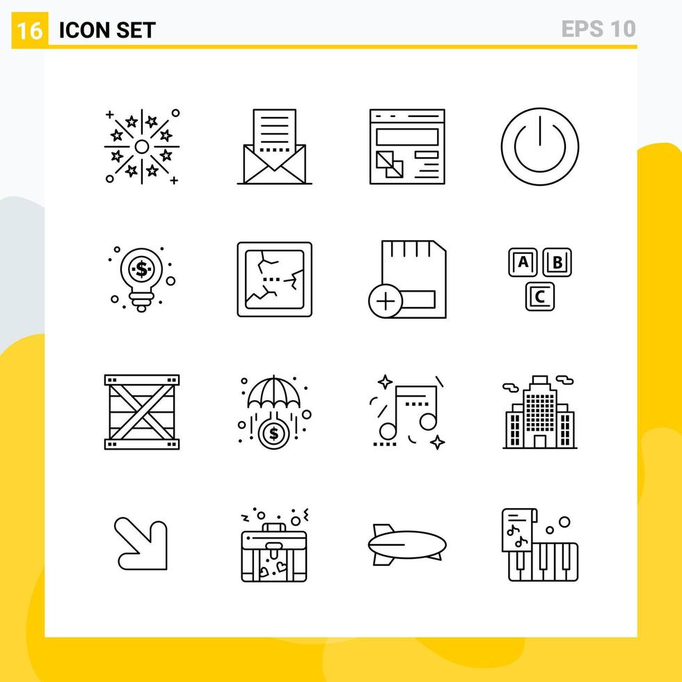 Collection of 16 Universal Line Icons Icon Set for Web and Mobile vector