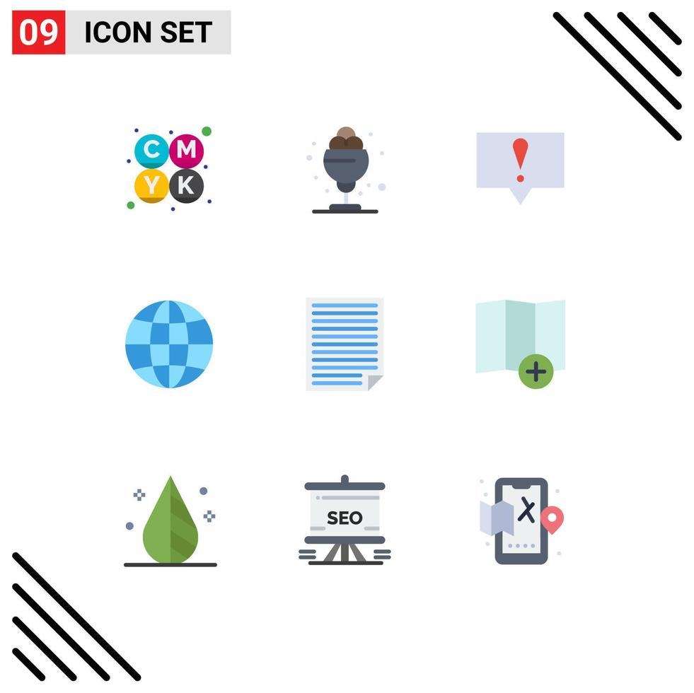 Group of 9 Modern Flat Colors Set for report page bubble homework web Editable Vector Design Elements