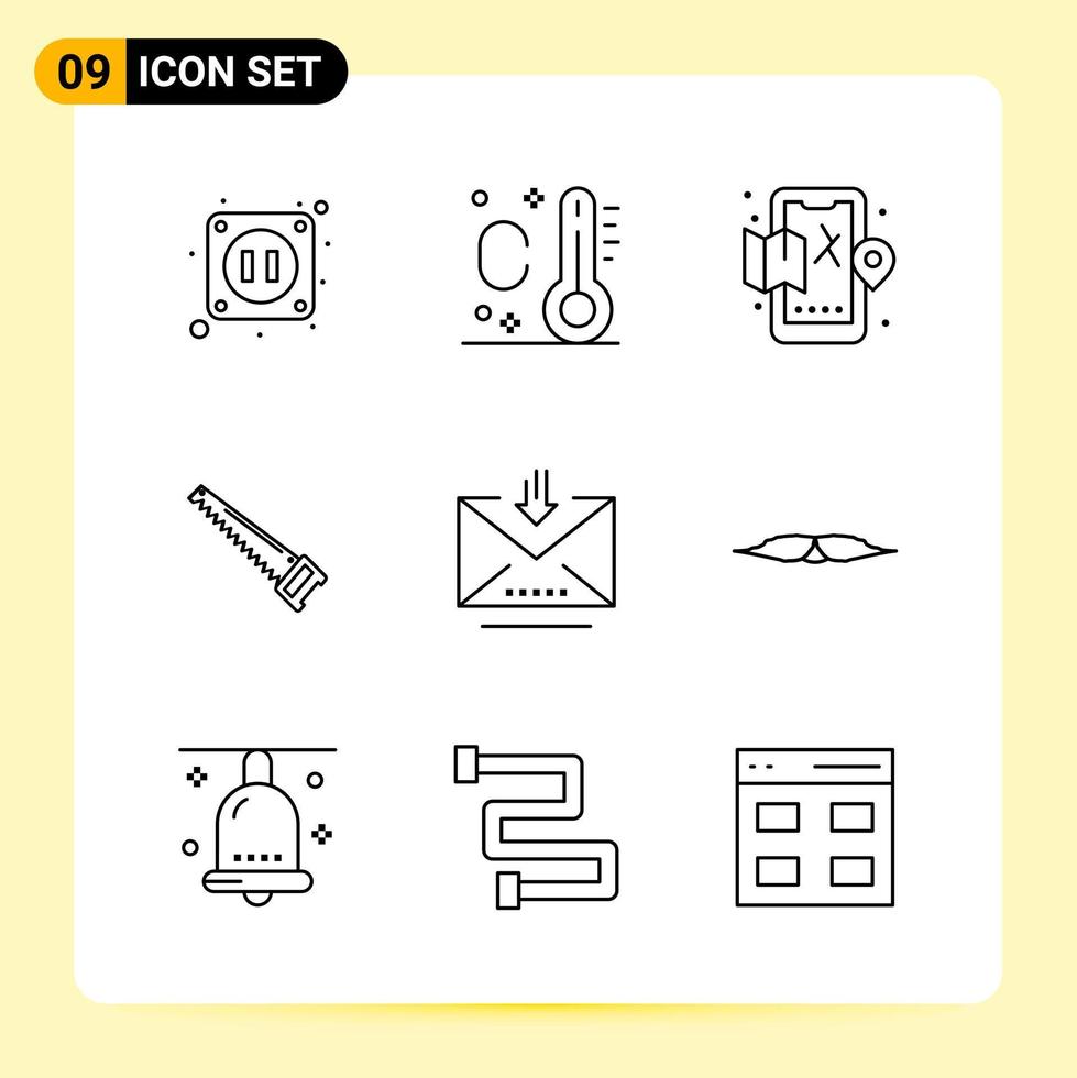 9 Creative Icons for Modern website design and responsive mobile apps 9 Outline Symbols Signs on White Background 9 Icon Pack vector