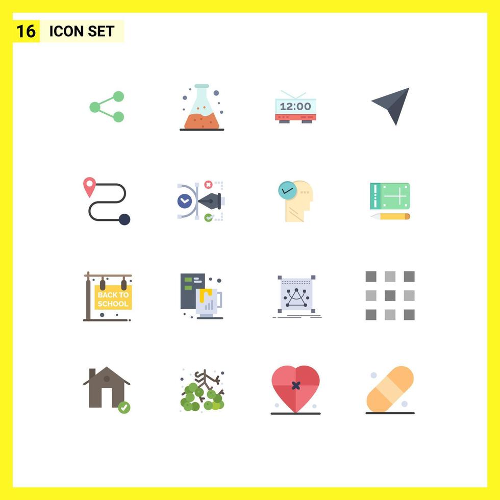 Universal Icon Symbols Group of 16 Modern Flat Colors of art file electric route sets Editable Pack of Creative Vector Design Elements
