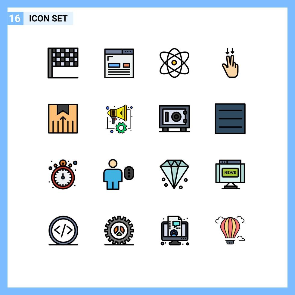 Set of 16 Modern UI Icons Symbols Signs for transport logistic education delivery gesture Editable Creative Vector Design Elements