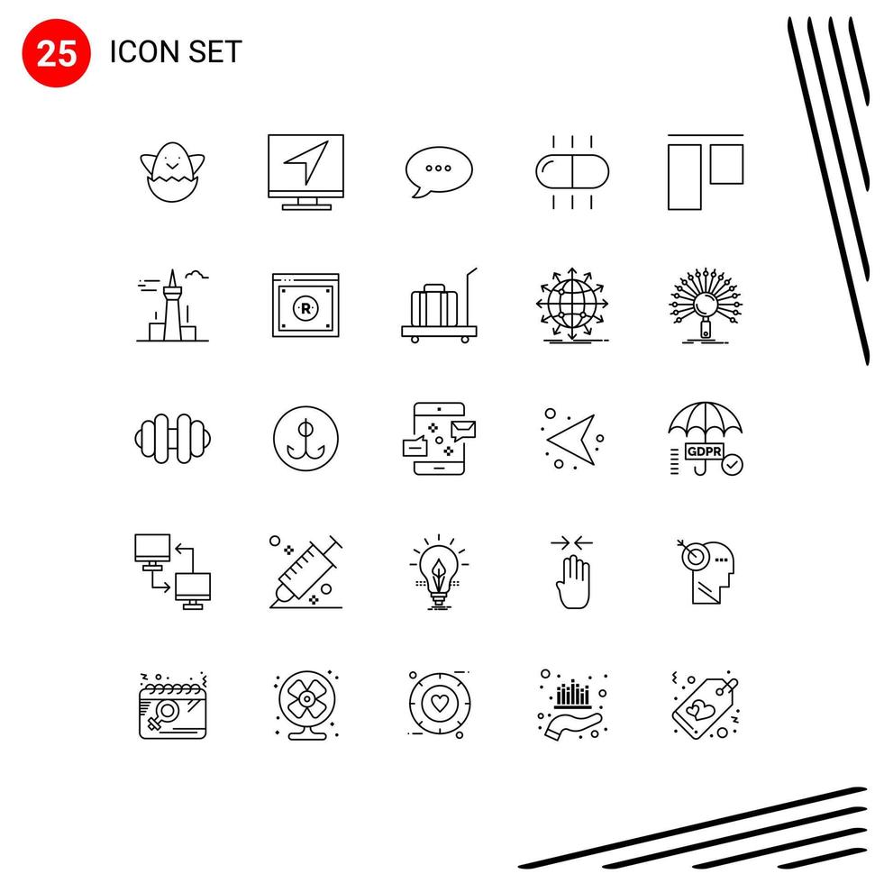 Universal Icon Symbols Group of 25 Modern Lines of architecture and city top bubble align medical Editable Vector Design Elements