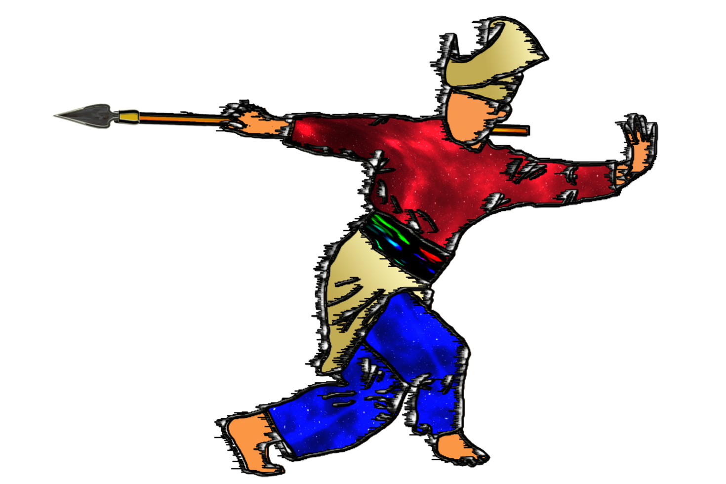 Silat warrior doing dance silat with spear png