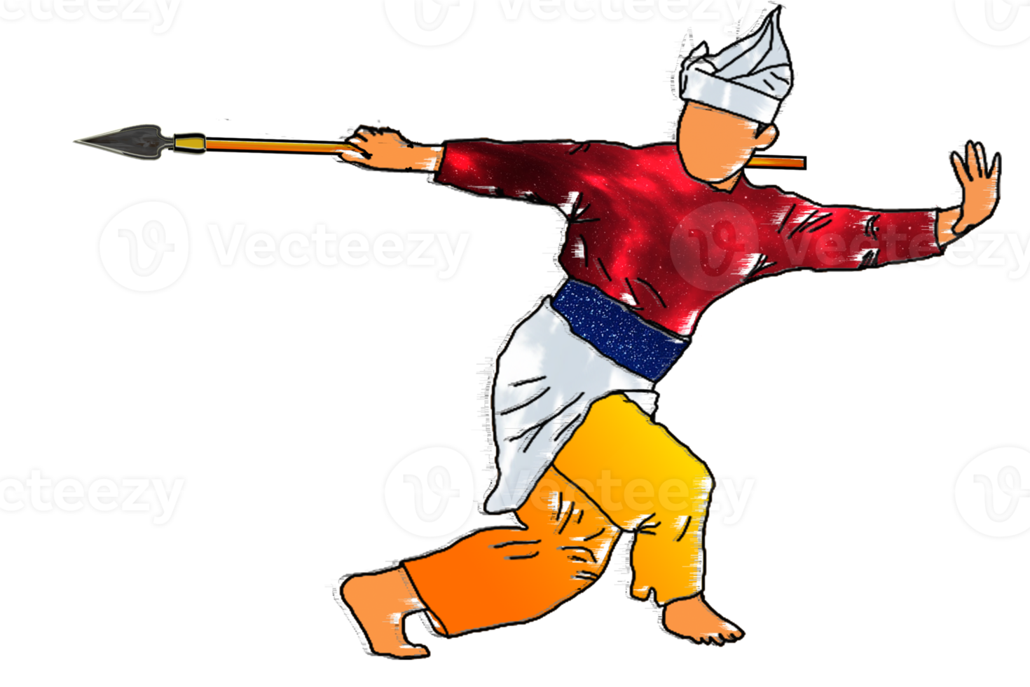 Silat-Krieger, der Silat mit Speer tanzt png