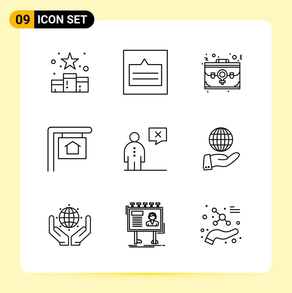 9 Creative Icons for Modern website design and responsive mobile apps 9 Outline Symbols Signs on White Background 9 Icon Pack vector