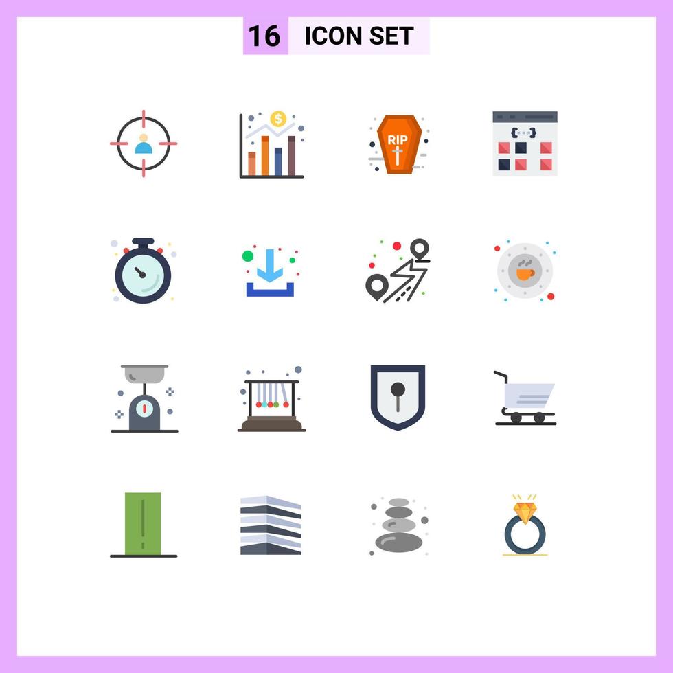 grupo de 16 colores planos modernos establecidos para el desarrollo del reloj ataúd desarrollar aplicación paquete editable de elementos de diseño de vectores creativos