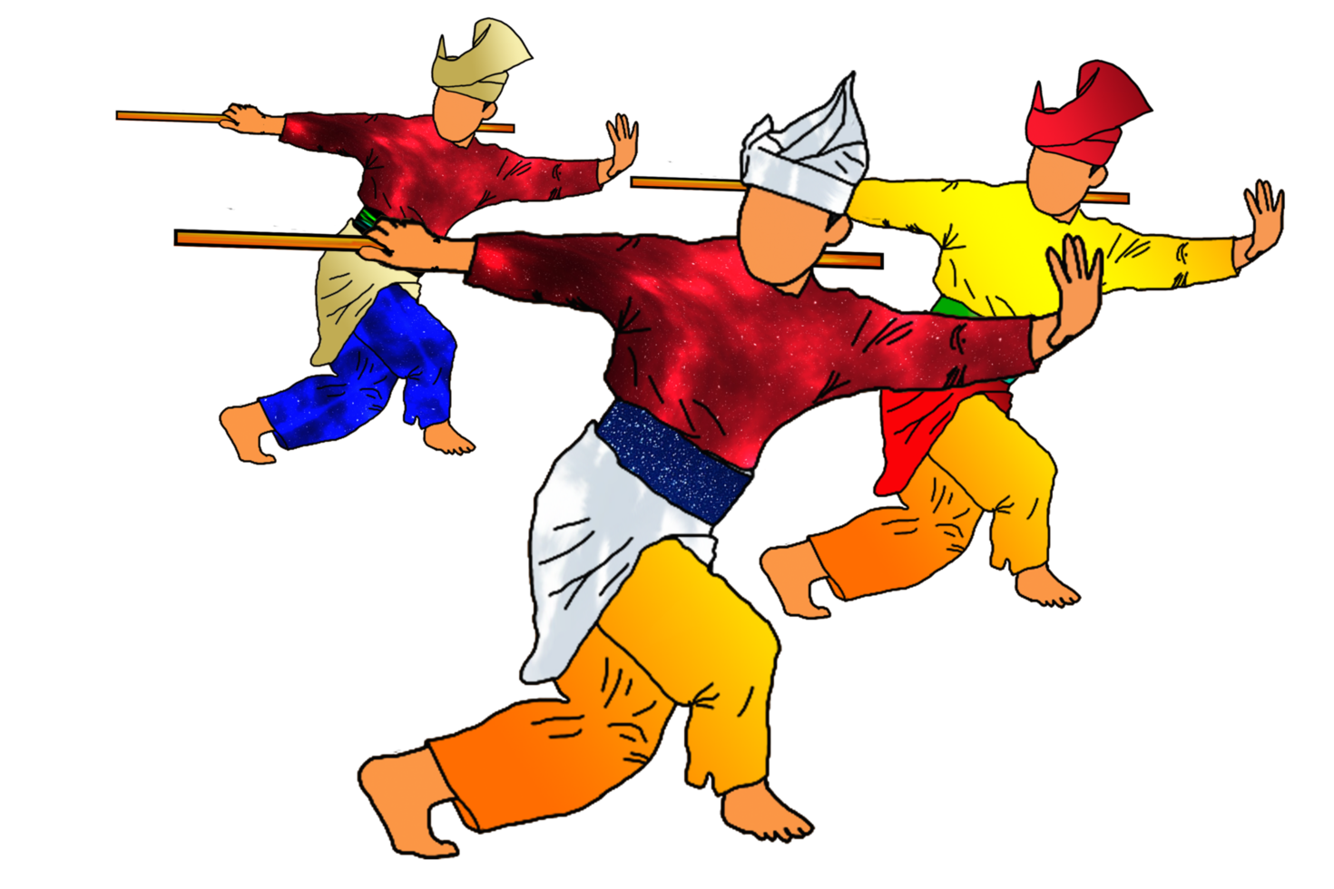 Silat-Krieger, der Silat mit Rattan tanzt png