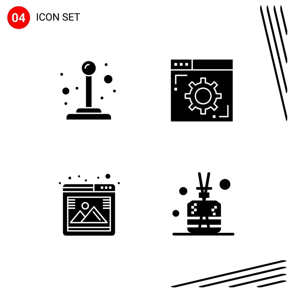 Collection of 4 Vector Icons in solid style Pixle Perfect Glyph Symbols for Web and Mobile Solid Icon Signs on White Background 4 Icons