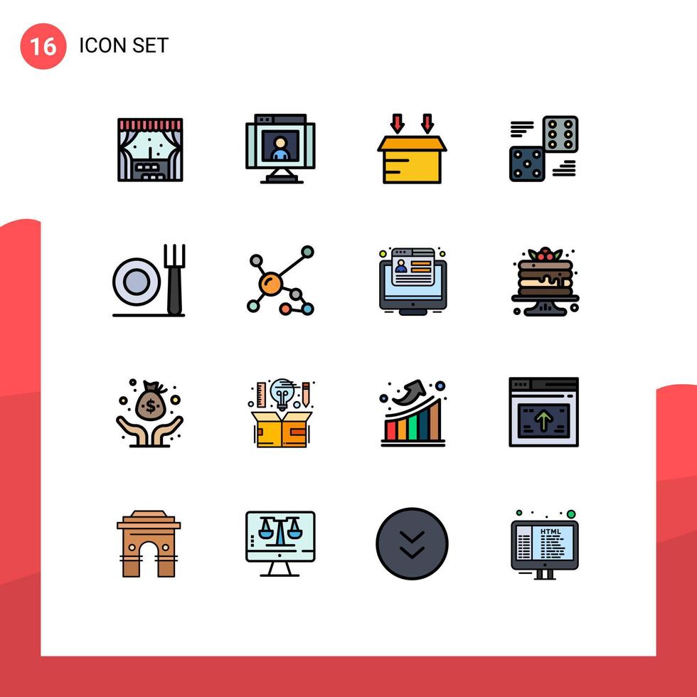 Set of 16 Modern UI Icons Symbols Signs for plate five box six casino Editable Creative Vector Design Elements