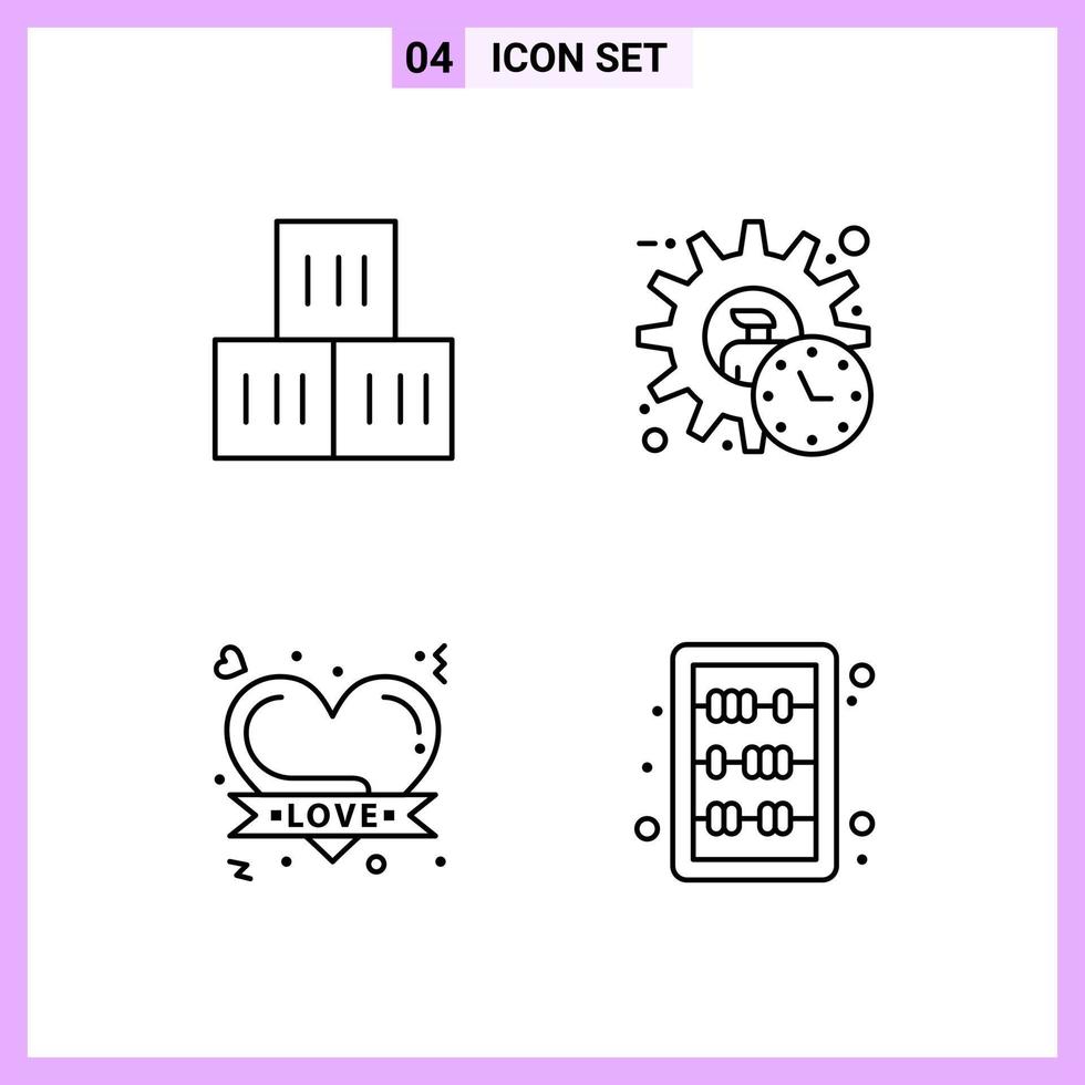 4 Icons in Line Style Outline Symbols on White Background Creative Vector Signs for Web mobile and Print