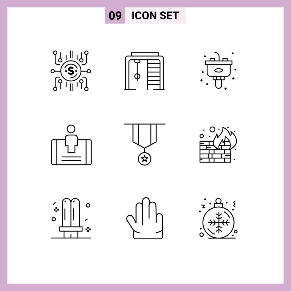 9 User Interface Outline Pack of modern Signs and Symbols of badge mobile game engagement sink Editable Vector Design Elements