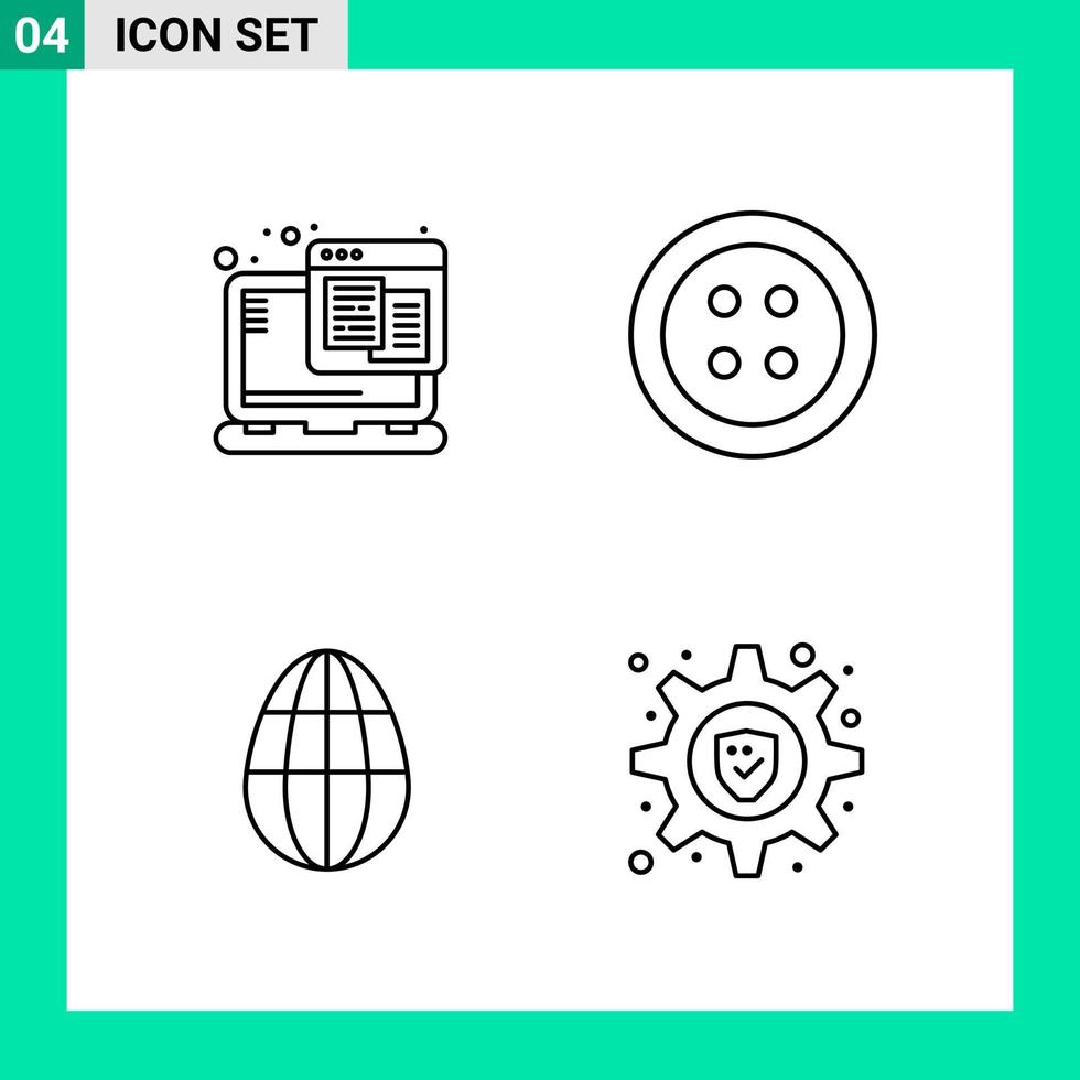 paquete de 4 iconos de estilo de línea establece símbolos de esquema para imprimir signos creativos aislados en fondo blanco 4 conjunto de iconos vector