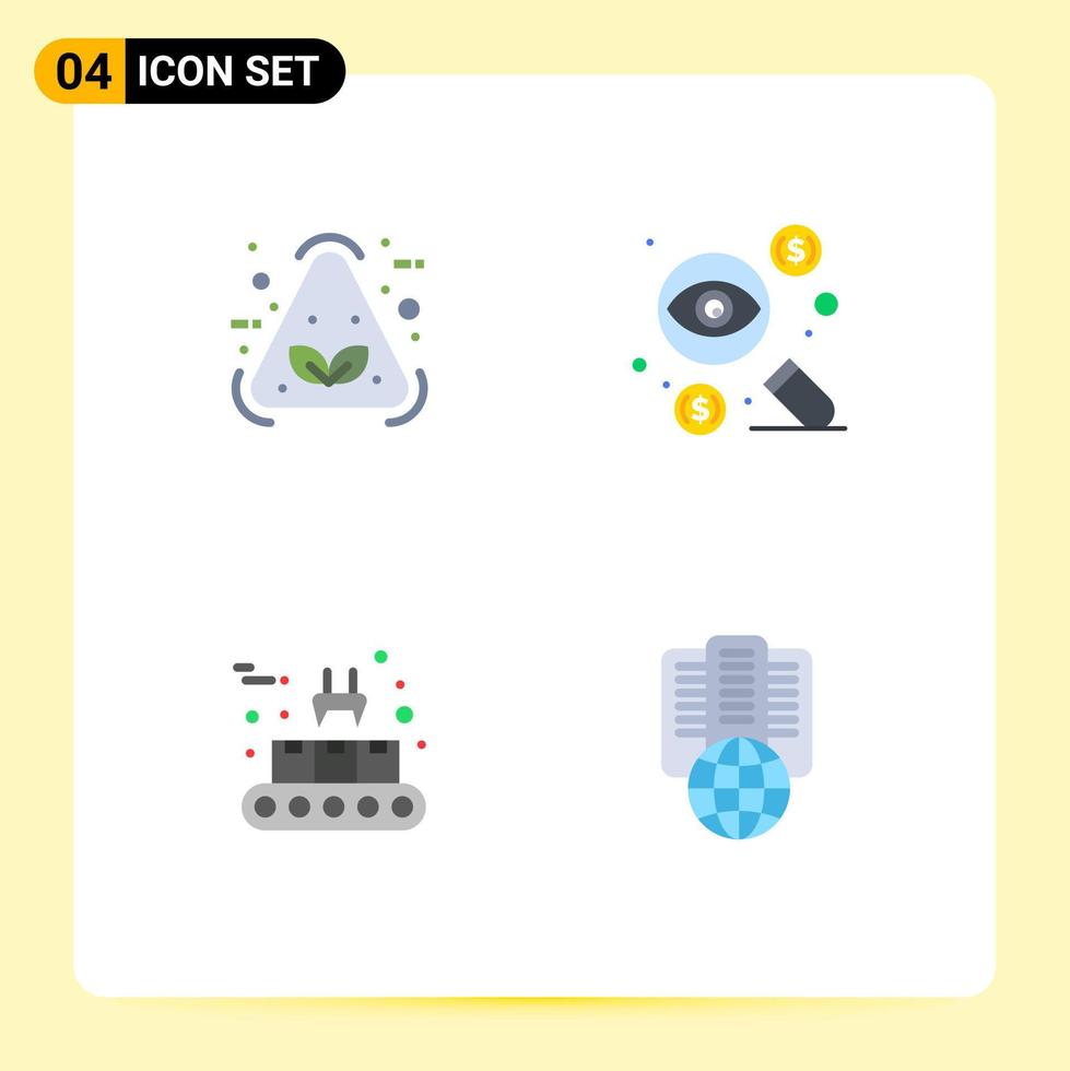 User Interface Pack of 4 Basic Flat Icons of eco conveyor recycle dollar production Editable Vector Design Elements