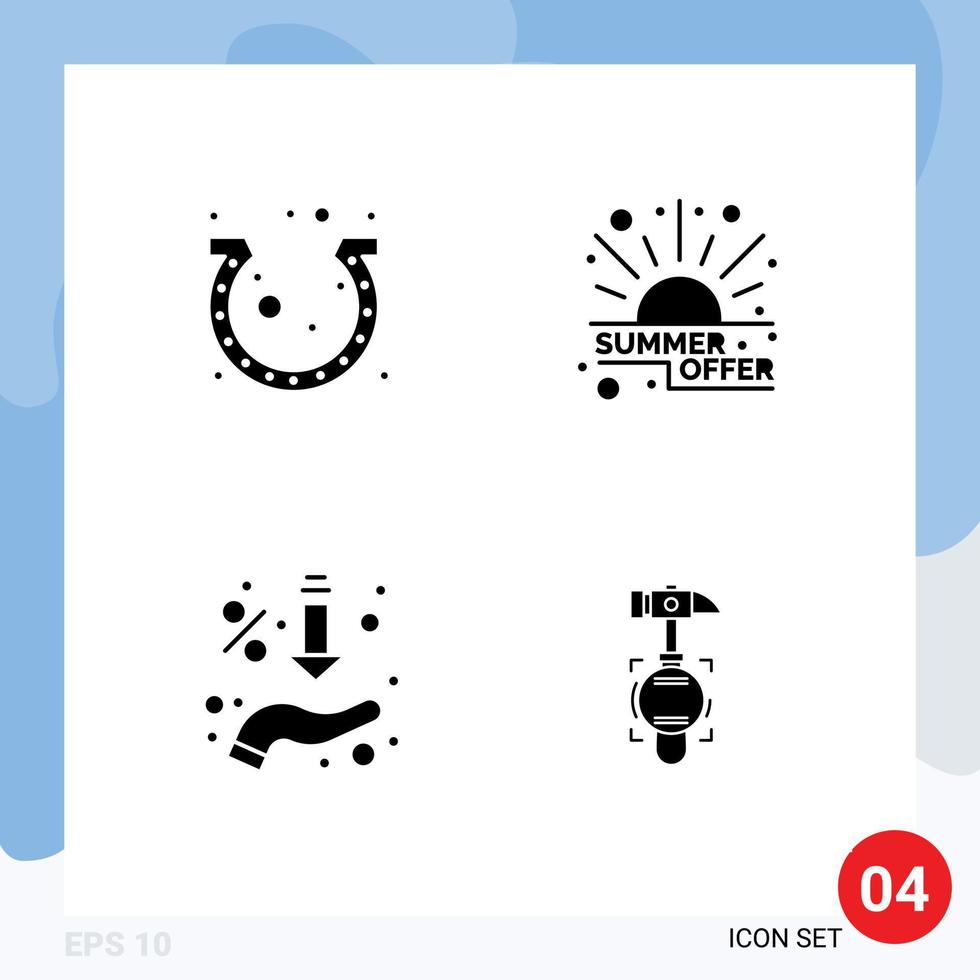 Modern Set of 4 Solid Glyphs Pictograph of day arrows horseshoe offer sales Editable Vector Design Elements