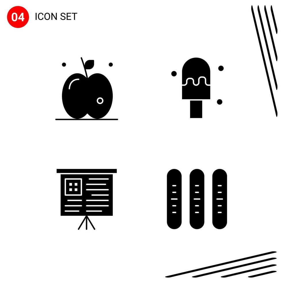 colección de 4 iconos vectoriales en estilo sólido símbolos de glifo perfecto de píxeles para web y signos de iconos sólidos móviles sobre fondo blanco 4 iconos vector