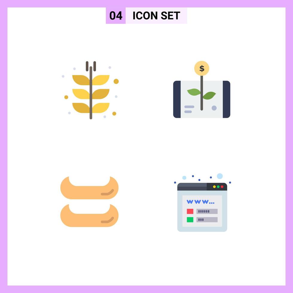Group of 4 Modern Flat Icons Set for agriculture smartphone harvest economy canoe Editable Vector Design Elements