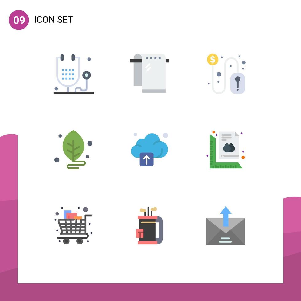 9 Creative Icons Modern Signs and Symbols of cloud leaf wiping lab mouse Editable Vector Design Elements