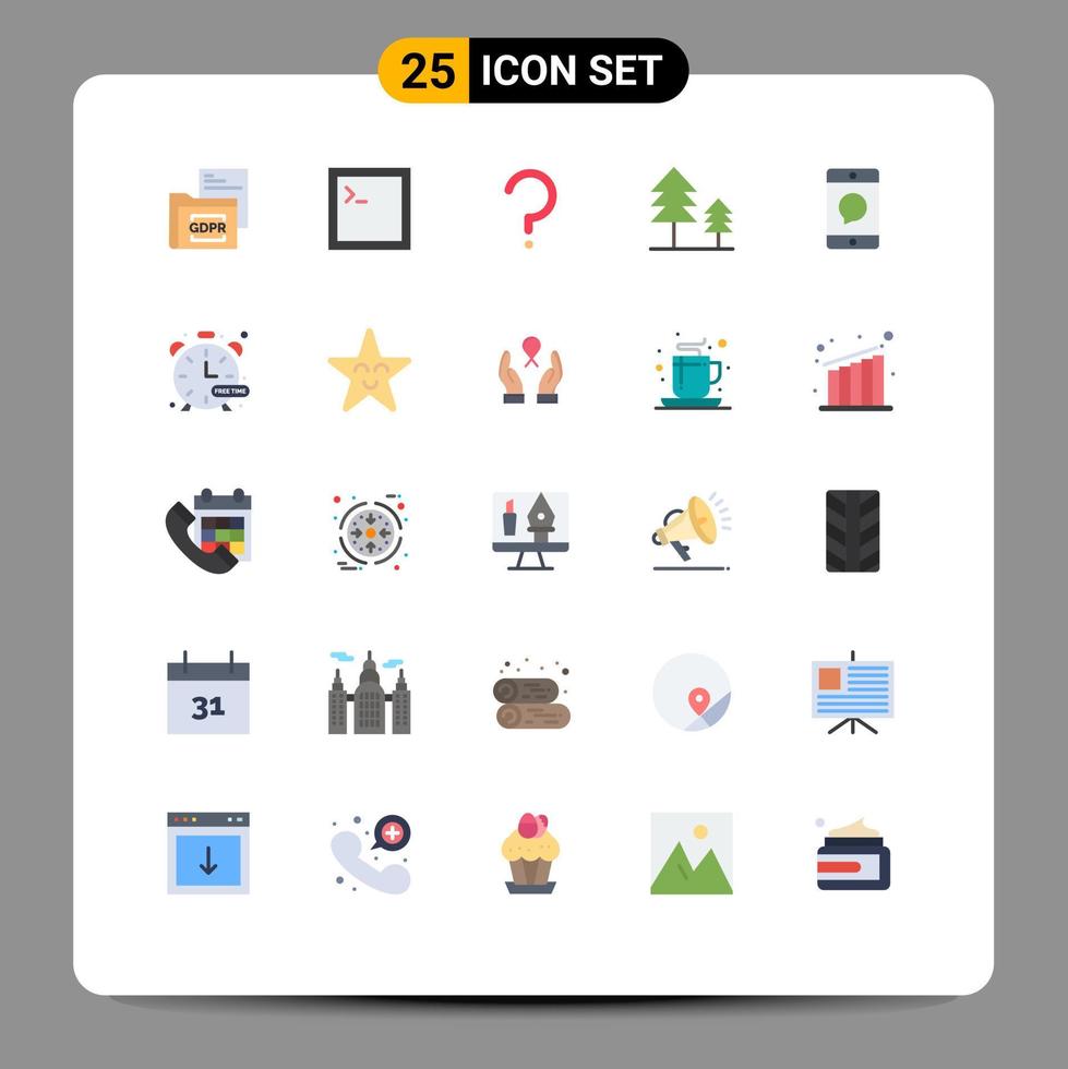 Stock Vector Icon Pack of 25 Line Signs and Symbols for devices cellphone help trees cypress Editable Vector Design Elements