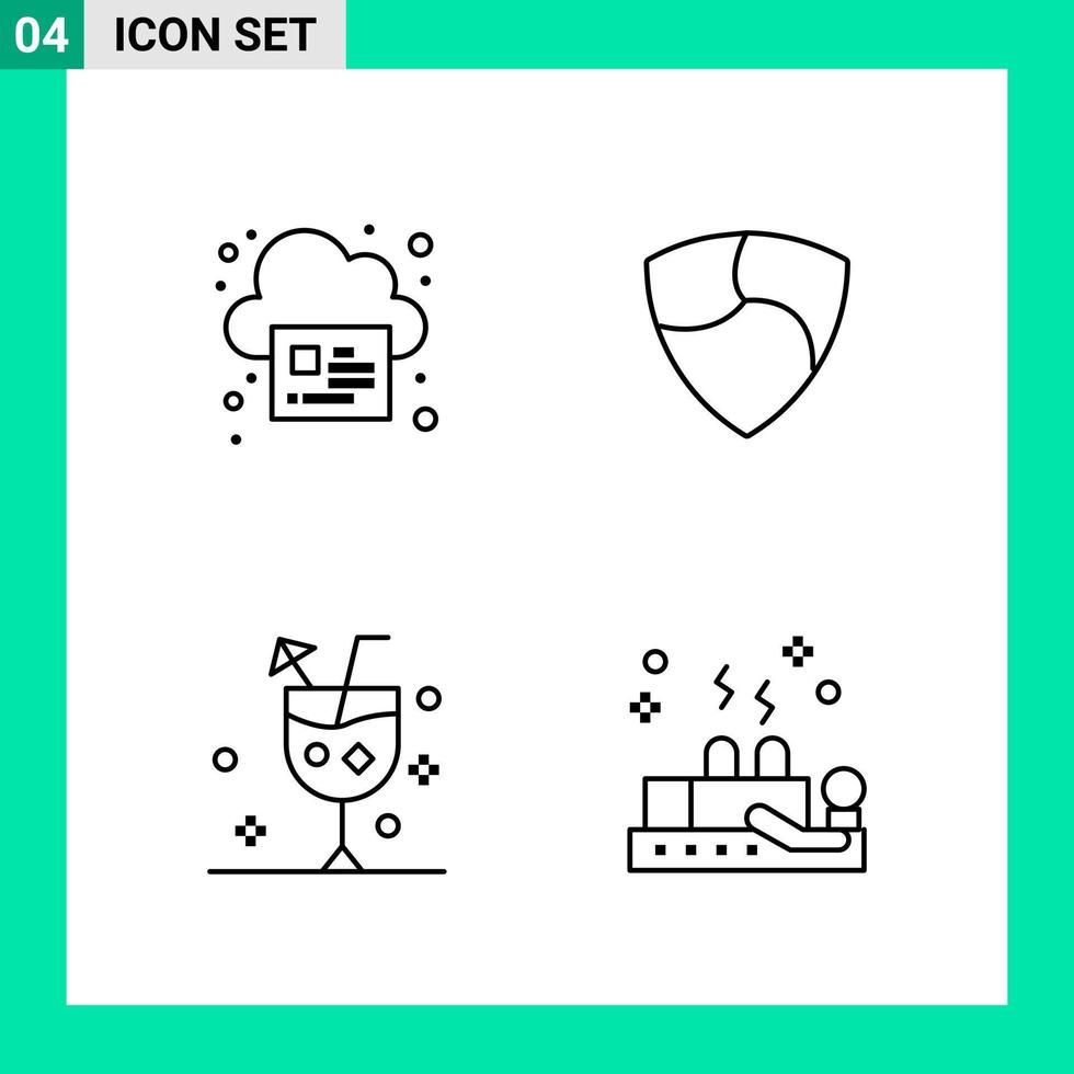 Pack of 4 Line Style Icon Set Outline Symbols for print Creative Signs Isolated on White Background 4 Icon Set vector