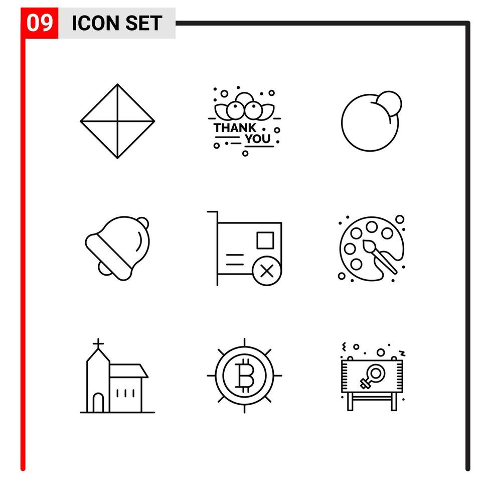 9 General Icons for website design print and mobile apps 9 Outline Symbols Signs Isolated on White Background 9 Icon Pack vector