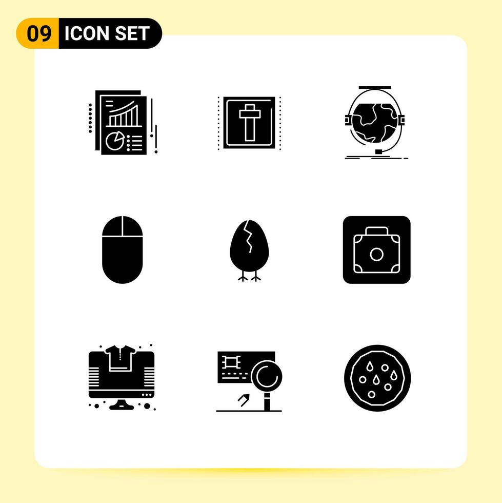User Interface Pack of 9 Basic Solid Glyphs of baby chicken consultation mouse support Editable Vector Design Elements