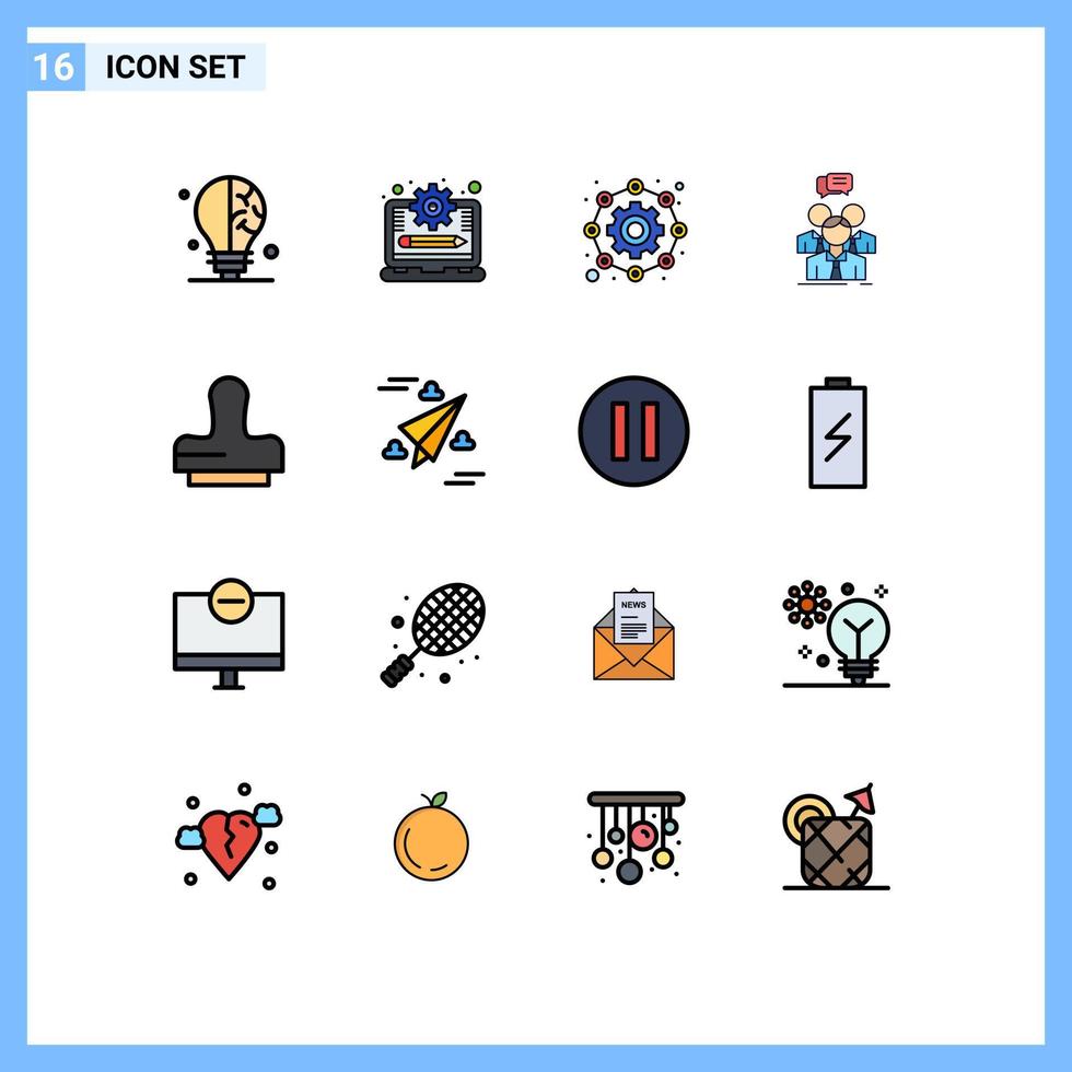 16 iconos creativos signos y símbolos modernos de la configuración del equipo de prensa personas negocios elementos de diseño de vectores creativos editables