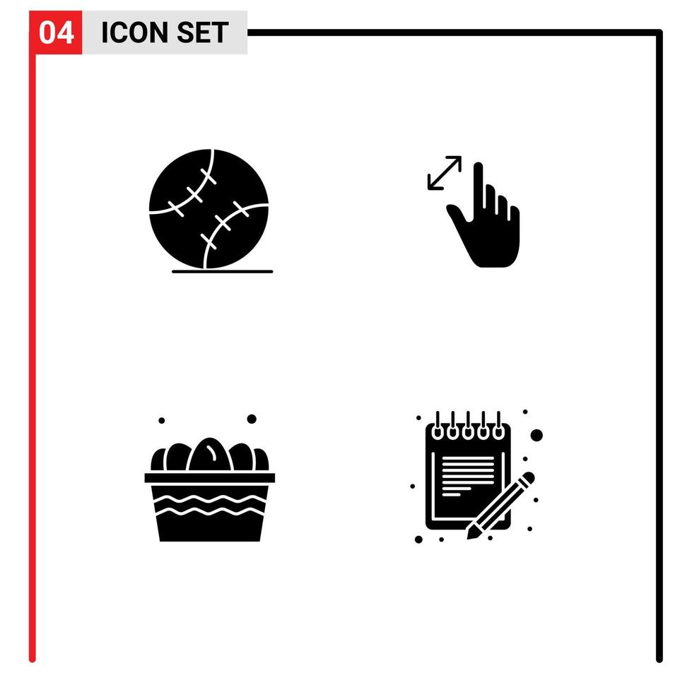 4 Universal Solid Glyphs Set for Web and Mobile Applications ball cart stiched interface farm Editable Vector Design Elements