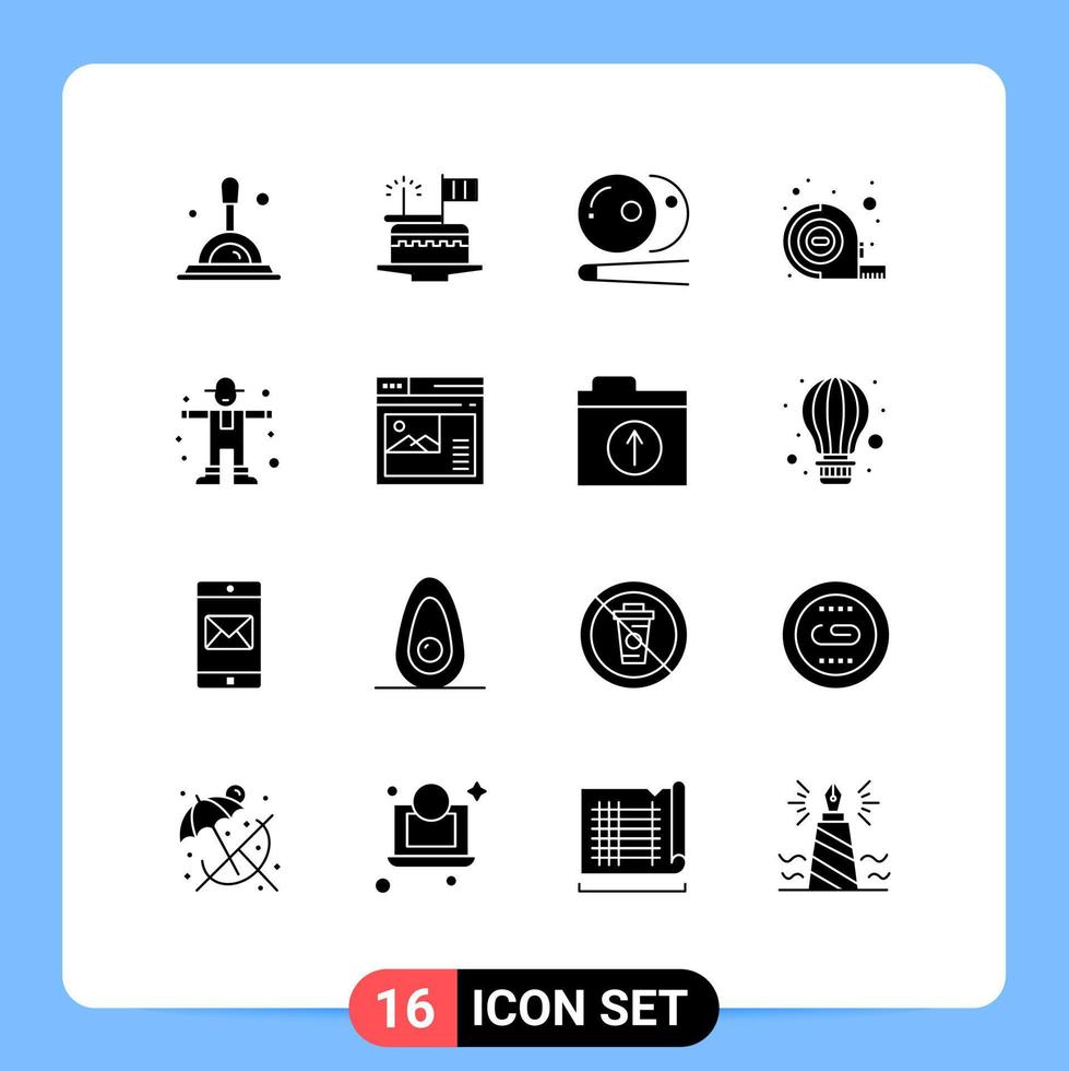 16 Creative Icons Modern Signs and Symbols of rural character billiards tool measuring Editable Vector Design Elements