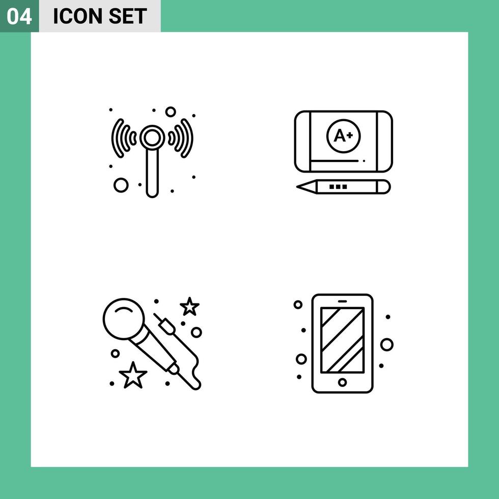 Set of 4 Modern UI Icons Symbols Signs for technology phone best grade voice access Editable Vector Design Elements