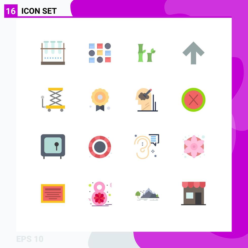 16 User Interface Flat Color Pack of modern Signs and Symbols of lift car pattren system forward arrow Editable Pack of Creative Vector Design Elements