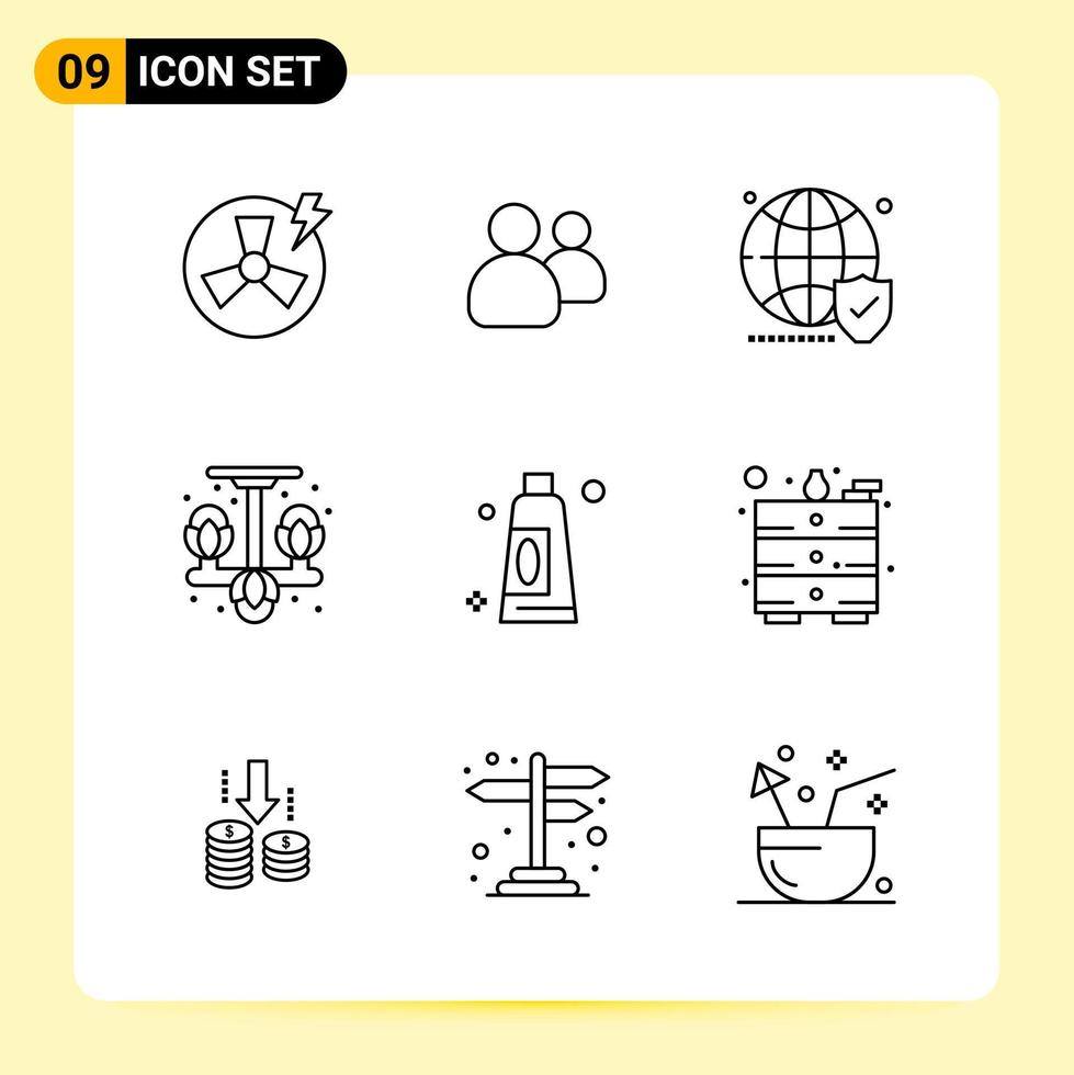 9 Creative Icons for Modern website design and responsive mobile apps 9 Outline Symbols Signs on White Background 9 Icon Pack vector