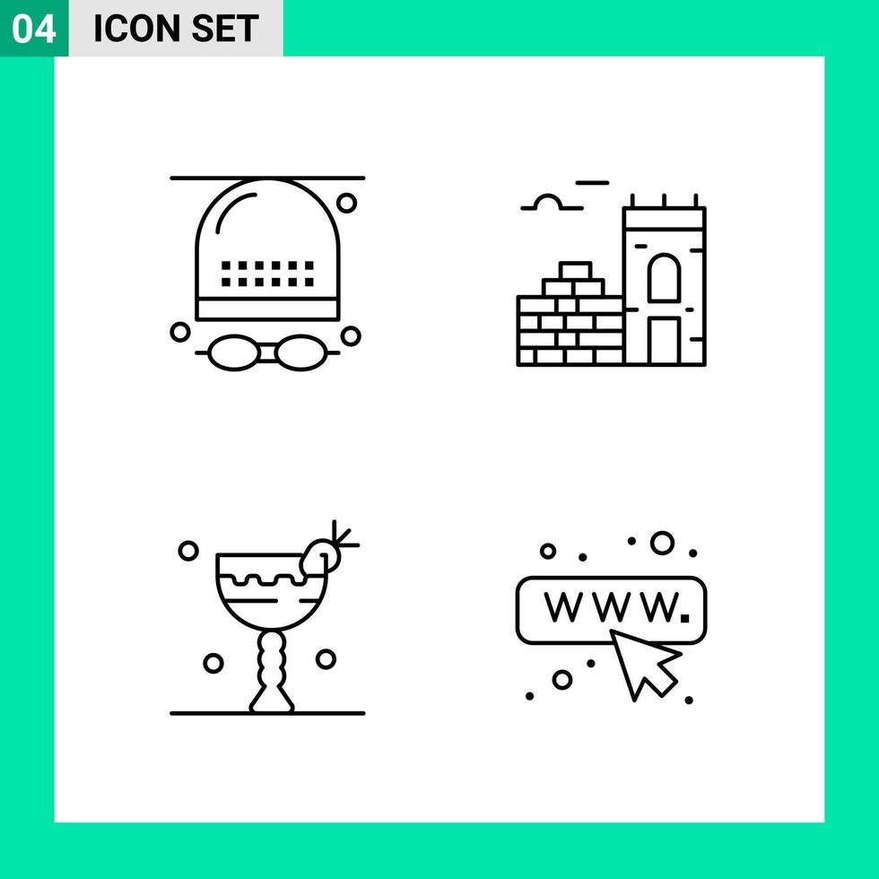 Pack of 4 Line Style Icon Set Outline Symbols for print Creative Signs Isolated on White Background 4 Icon Set vector