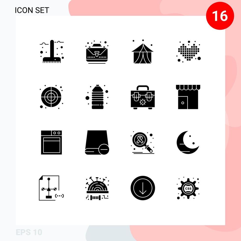 paquete de iconos de vector de stock de 16 signos y símbolos de línea para juegos de bolsa de juego de corazón elementos de diseño de vector editable de carpa