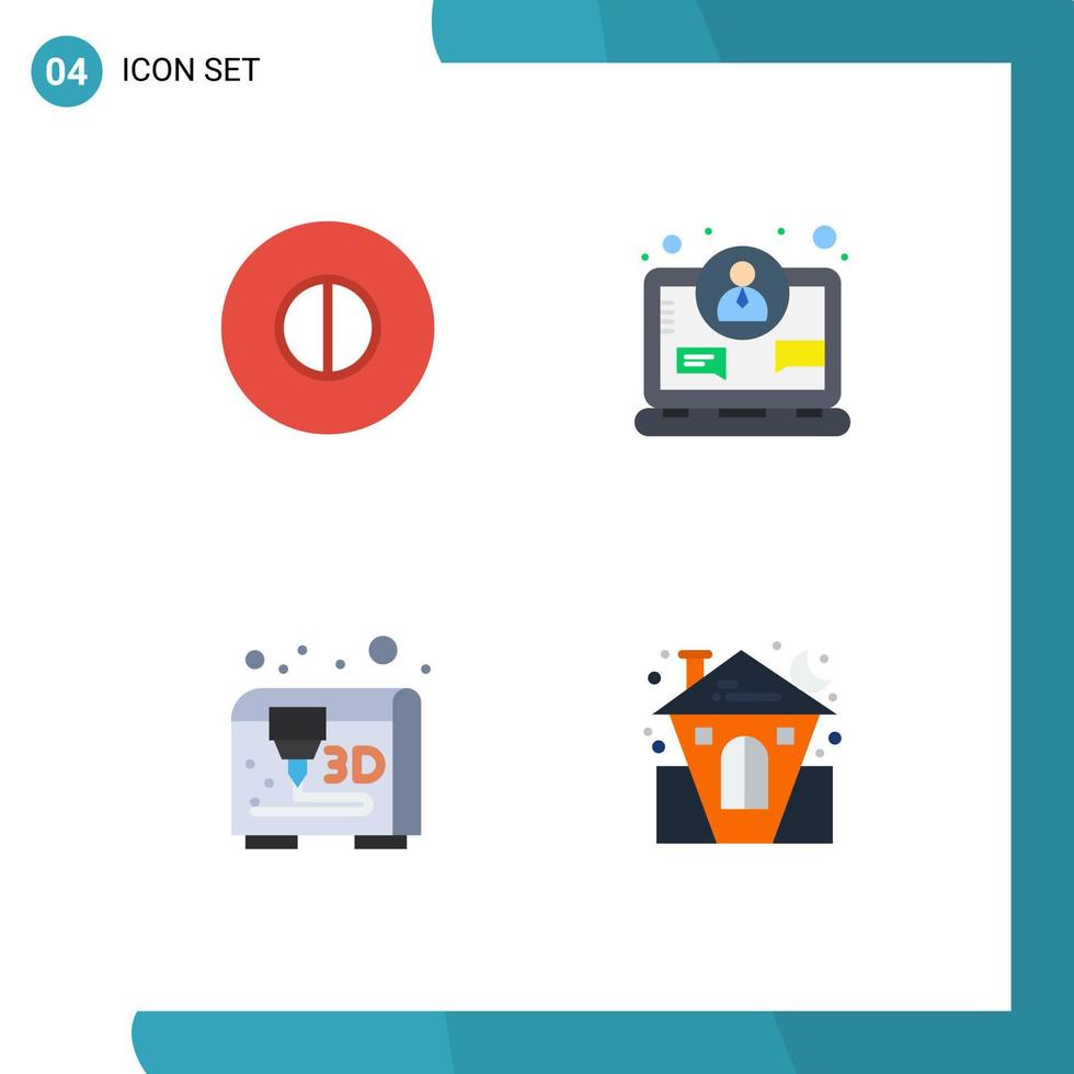 4 Universal Flat Icon Signs Symbols of ancient castle business internet halloween Editable Vector Design Elements