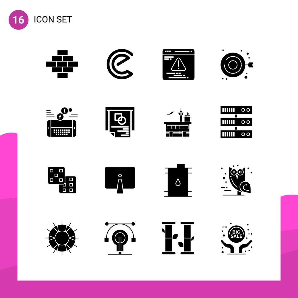 Glyph Icon set Pack of 16 Solid Icons isolated on White Background for responsive Website Design Print and Mobile Applications vector