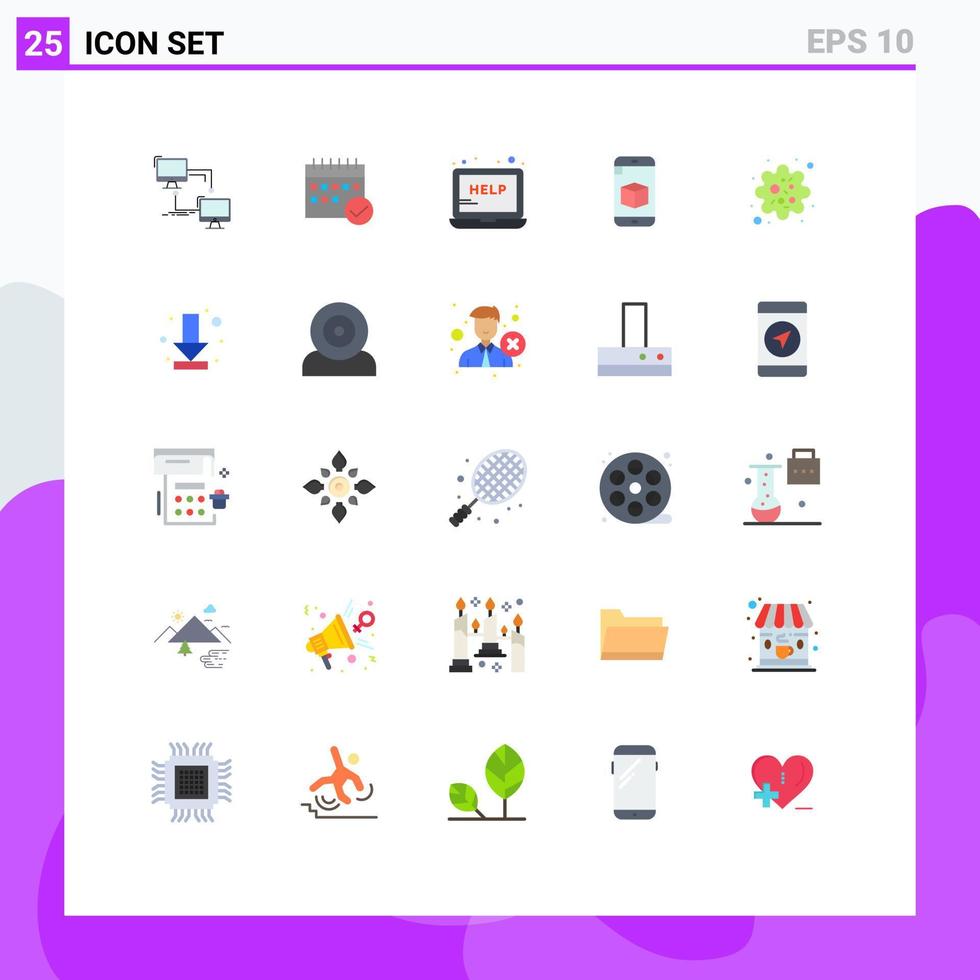 Set of 25 Vector Flat Colors on Grid for cell support calendar service help Editable Vector Design Elements