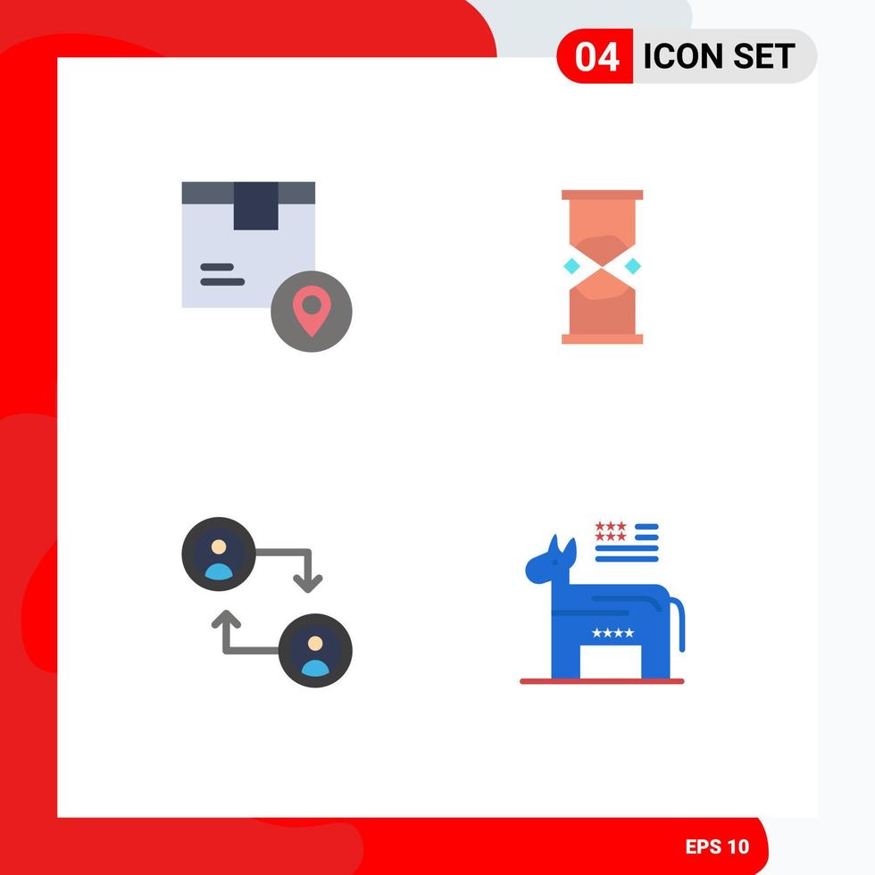 Pack of 4 creative Flat Icons of box sand placeholder time change Editable Vector Design Elements